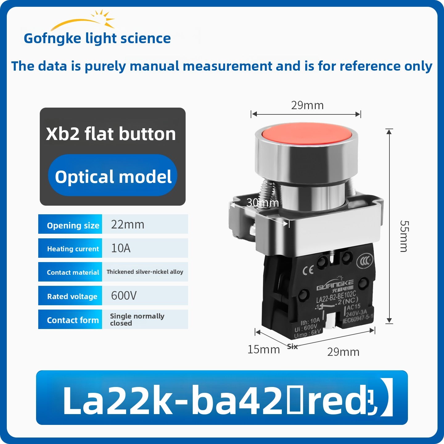 XB2 Series 22mm Push Button Switch, Self‑Reset Momentary / Knob Selector / Emergency Stop, BA31 (Green 1NO) / BA42 (Red 1NC) / BD21 (2‑Position Knob) / BS542 (Mushroom Head E‑Stop), IP65 Industrial Control Switch