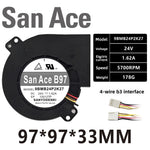 SANYO DENKI 9BMB24P2K27 DC Turbo Cooling Fan 9733 24V 1.62A for Server Cabinet Heat Dissipation