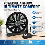 SLIDER High Velocity Metal Desk Floor Fan with Stepless Speed Controller, Heavy Duty Exhaust Cooling Fan for Garage Workshop