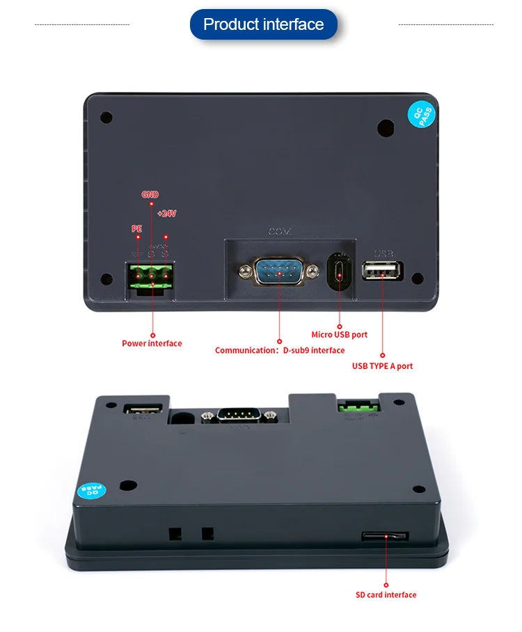 Huaqingjun 4.3" TFT LCD Touch Screen RS485/232/422 Communication DC10-30V HMI for PLC