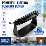 SLIDER High Velocity Metal Desk Floor Fan with Stepless Speed Controller, Heavy Duty Exhaust Cooling Fan for Garage Workshop