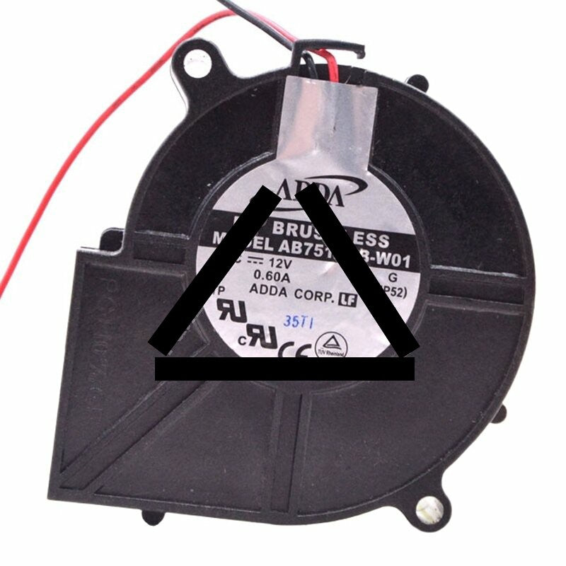 ADDA AB7512UB-W01 DC 12V 0.60A 7530 Brushless Blower Cooling Fan