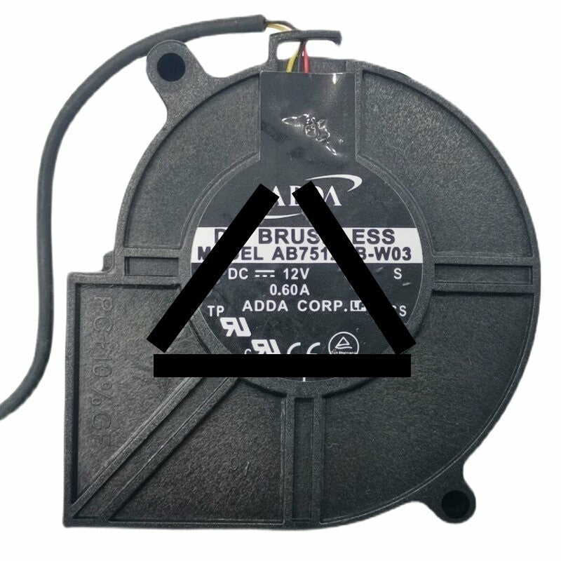 ADDA AB7512UB-W03 DC 12V 0.60A 3 Wires Brushless Blower Cooling Fan