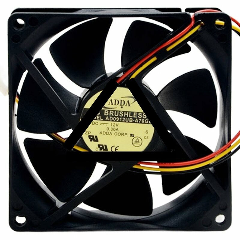 ADDA AD0912UB-A76GL DC 12V 0.30A 3 Wires Brushless Axial Cooling Fan
