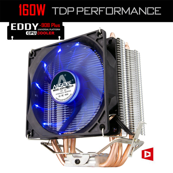 ALSEYE 4 Heatpipes CPU Cooler TDP 160W 90mm LED CPU Fan Aluminum Heatsink for LGA 775/1150/1151/1155/1156/1366 &amp;#038; FM1/2,AM2+/3+