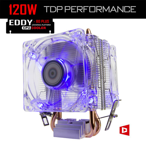 ALSEYE CPU Cooler TDP 120W Dual 80mm LED Fan 2200RPM &amp;#038; 2 Heatpipes Heatsink Radiator for i3/i5/i7 LGA 775/115x/1366 / AM2+/ AM3+