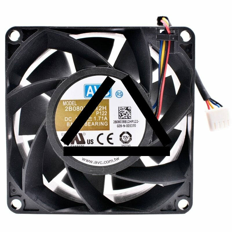 AVC 2B08038B12H DC 12V 1.71A 8038 Axial Ball Bearing Cooling Fan