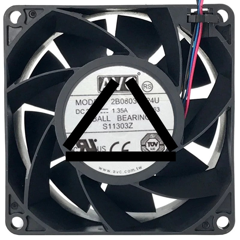 AVC 2B08038B24U DC 24V 1.35A 3 Wires Ball Bearing Cooling Fan