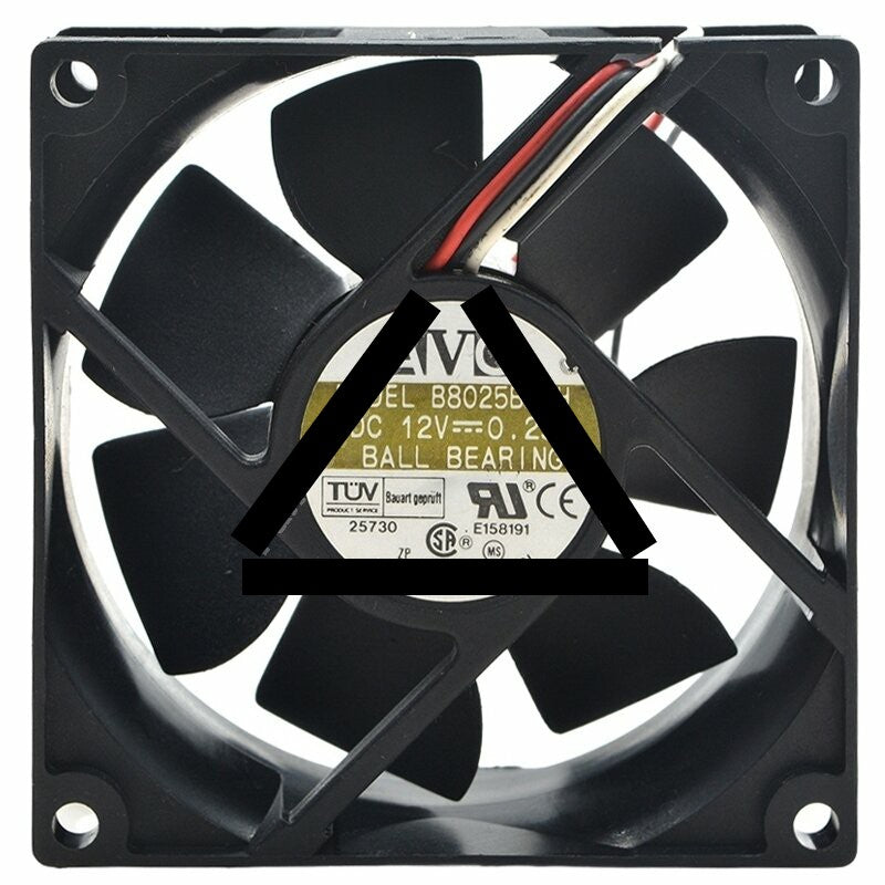 AVC B8025B12H DC 12V 0.25A 3 Wires Ball Bearing Axial Cooling Fan