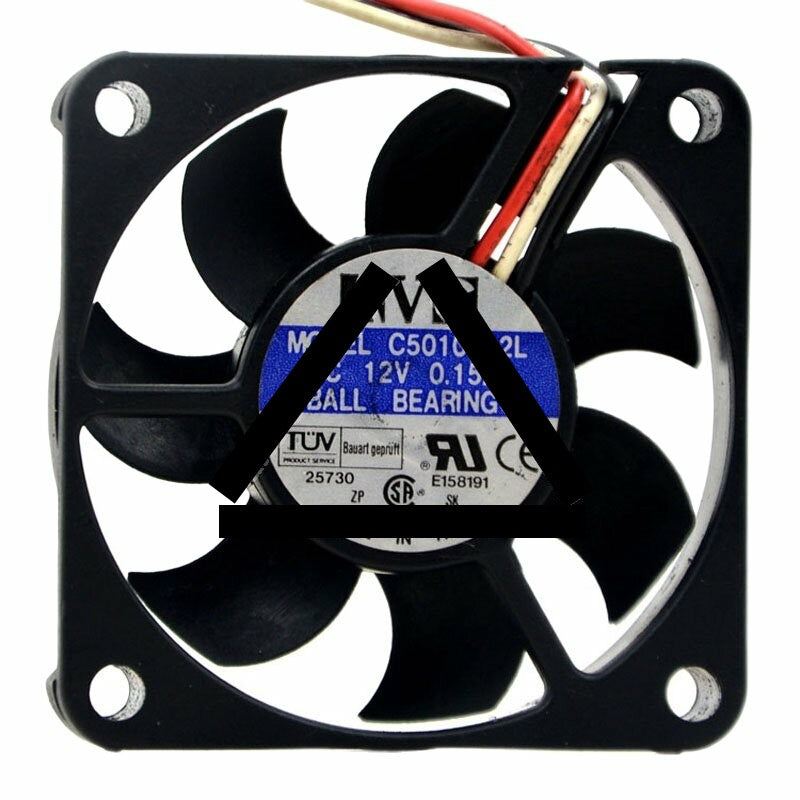 AVC C5010T12L DC 12V 0.15A 5015 Axial Ball Bearing Cooling Fan