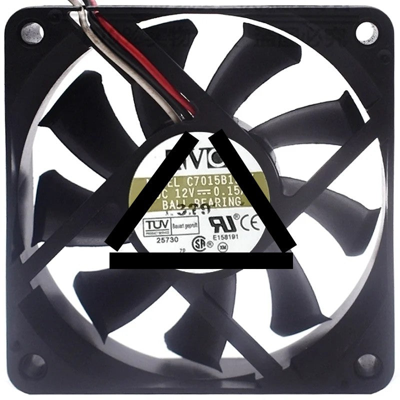 AVC C7015B12LY DC 12V 0.15A 3 Wires Ball Bearing Axial Cooling Fan