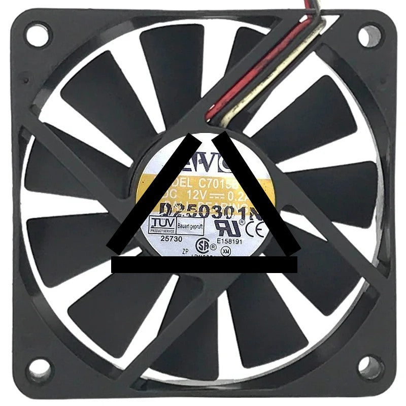 AVC C7015B12M DC 12V 0.2A 3 Wires Ball Bearing Axial Cooling Fan