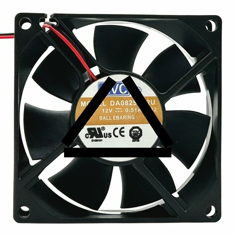 AVC DA0825B12U DC 12V 0.51A 2 Wires Ball Bearing Axial Cooling Fan