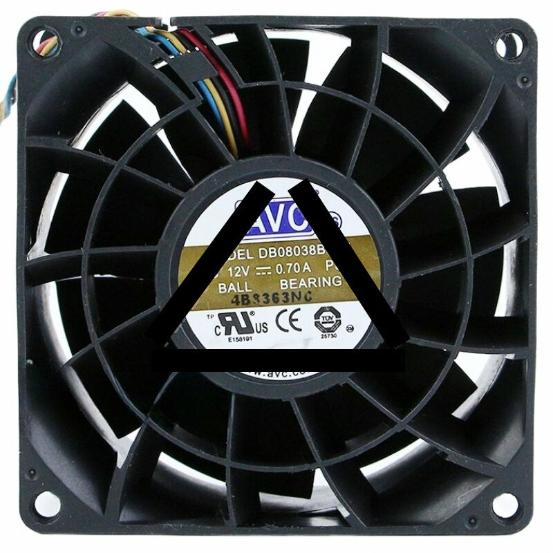 AVC DB08038B12H DC 12V 0.70A 2 / 3 / 4 Wires Ball Bearing Axial Fan
