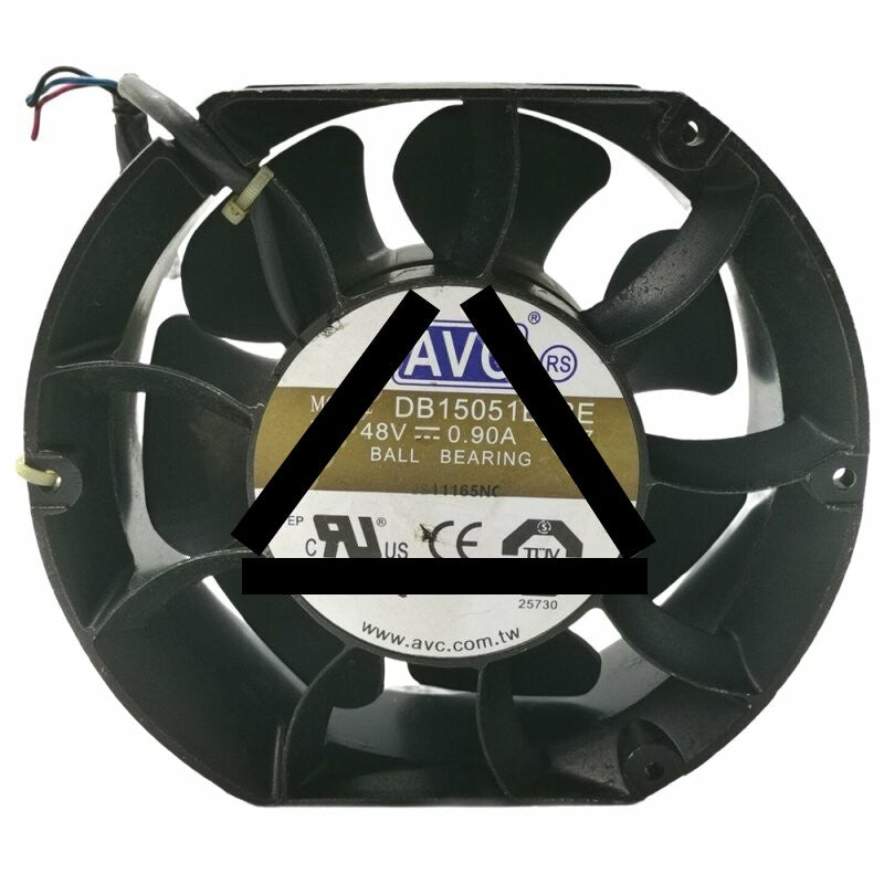AVC DB15051B48E DC 48V 0.90A 3 Wires Ball Bearing Axial Cooling Fan