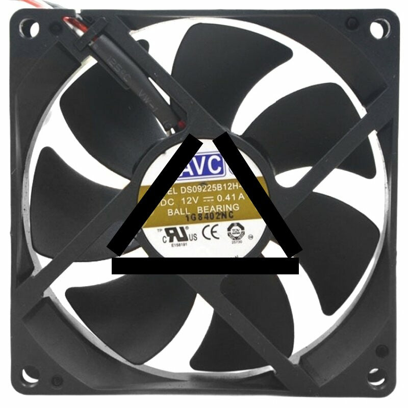 AVC DS09225B12H DC 12V 0.41A 3 Wires Ball Bearing Axial Cooling Fan