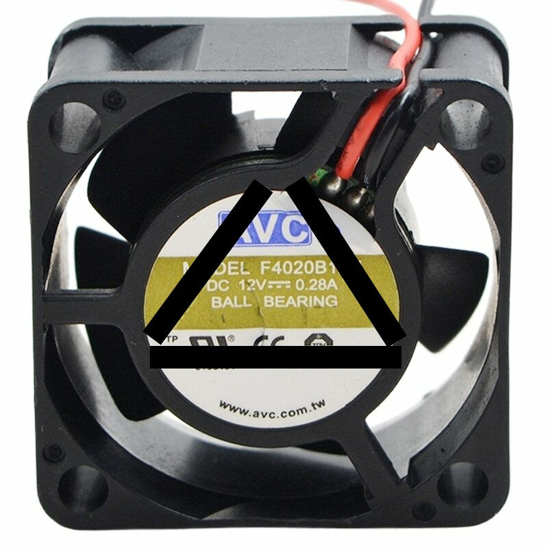 AVC F4020B12U DC 12V 0.28A 2 Wires Ball Bearing Axial Cooling Fan