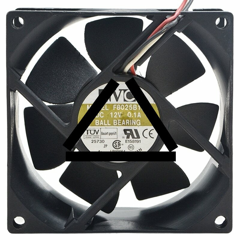 AVC F8025B12E DC 12V 0.1A 2 Wires / 3 Wires Ball Bearing Axial Fan