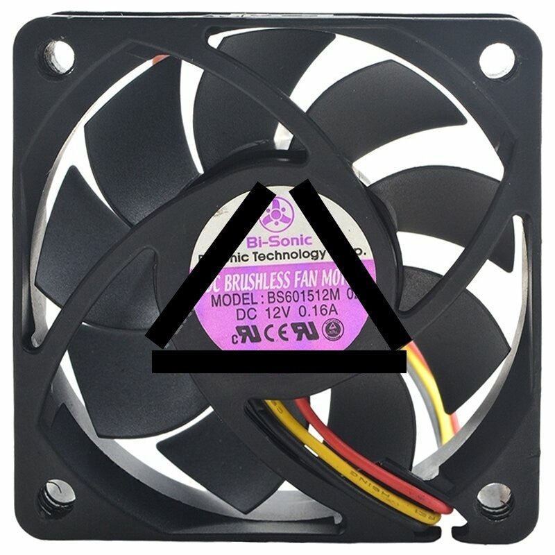 Bi-Sonic BS601512M DC 12V 0.16A 3 Wires Brushless Axial Cooling Fan