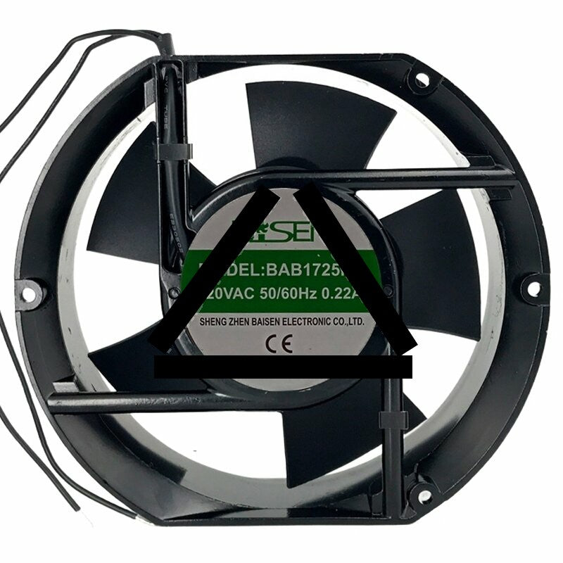 BISEN BAB1725H2 AC 220V 0.22A 2 Wires 17251 Axial Cooling Fan