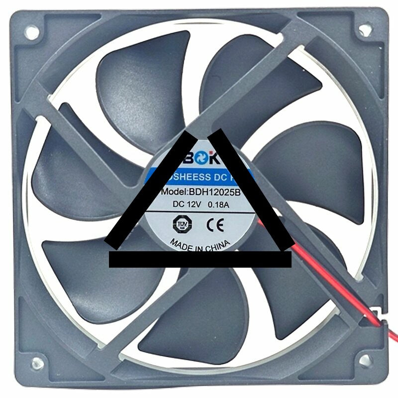 BOK BDH12025B DC 12V 0.18A 2 Wires Brushless Axial Cooling Fan