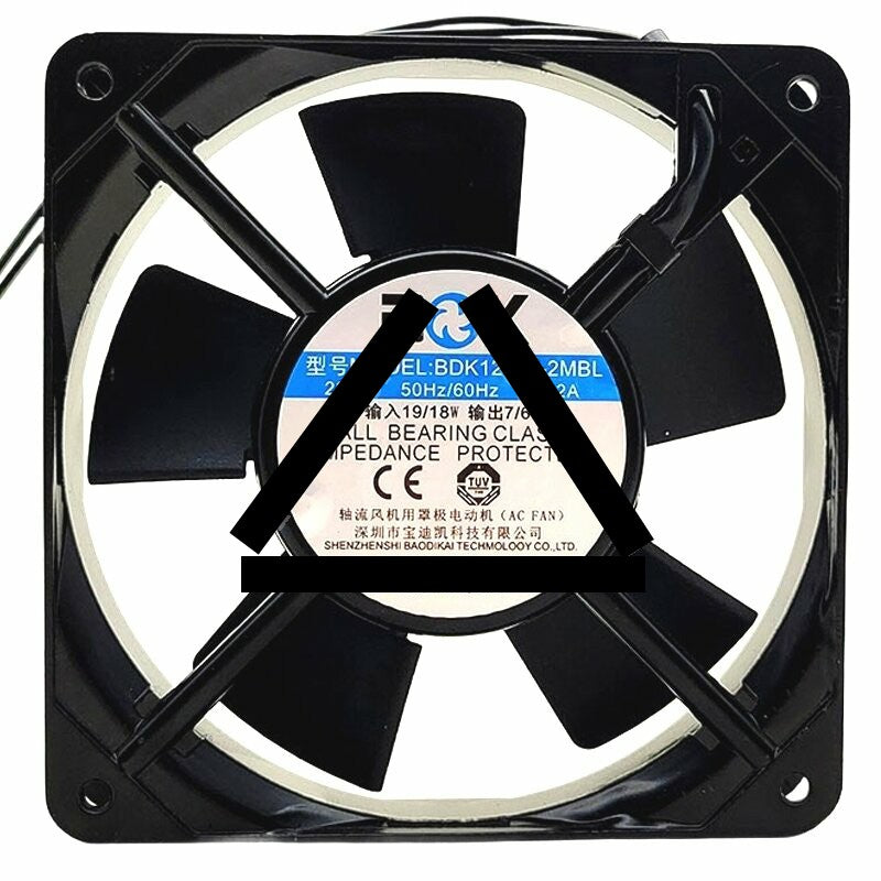 BOK BDK12025-2MBL AC 220V 0.12A Ball Bearing Impedance Protected Axial Cooling Fan