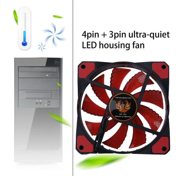 Cooling Fan 120mm LED Ultra Silent Computer PC Case Fan 15 LEDs 12V Wi ...
