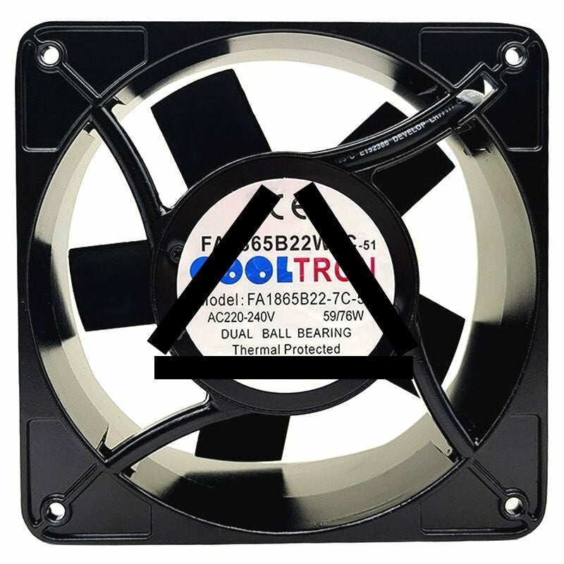 COOLTRON FA1865B22-7C-51 AC 220-240V 59/76W Ball Bearing Thermal Protected Fan
