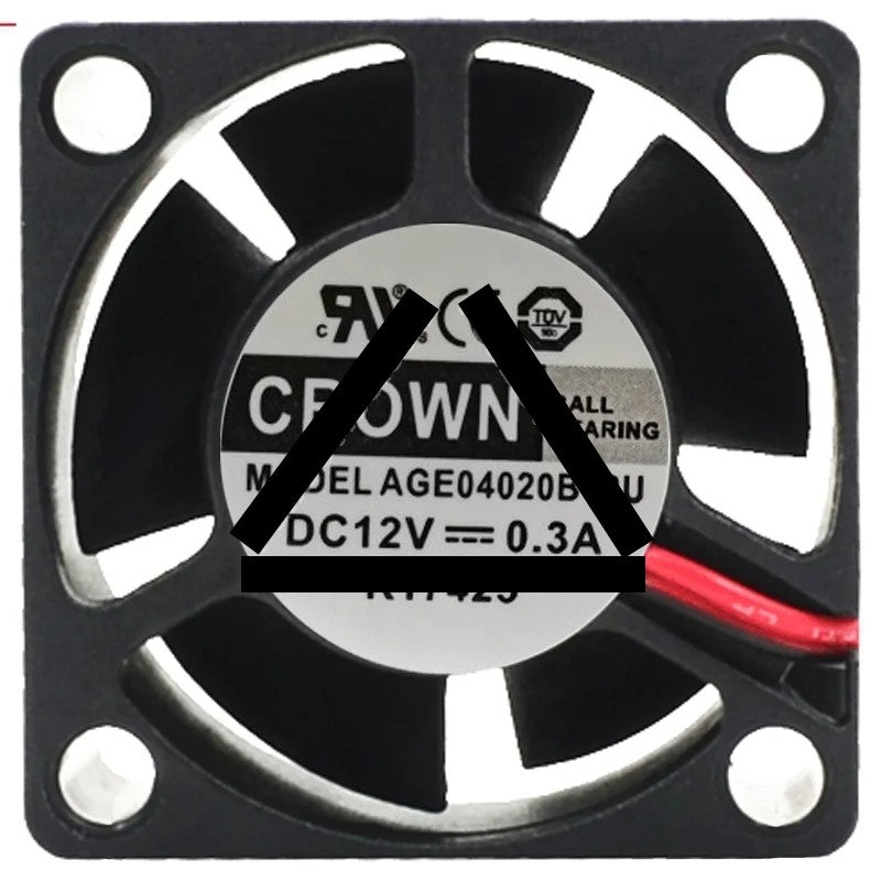 CROWN AGE04020B12U 12V 0.3A 2 Wires Ball Bearing Cooling Fan