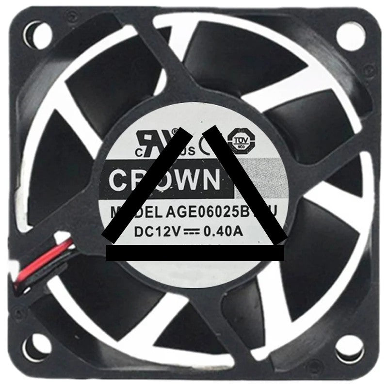 CROWN AGE06025B12U 12V 0.40A 2 Wires Axial Cooling Fan