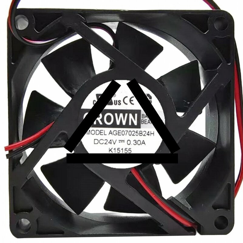 CROWN AGE07025B24H DC 24V 0.30A 2 Wires Ball Bearing Axial Cooling Fan