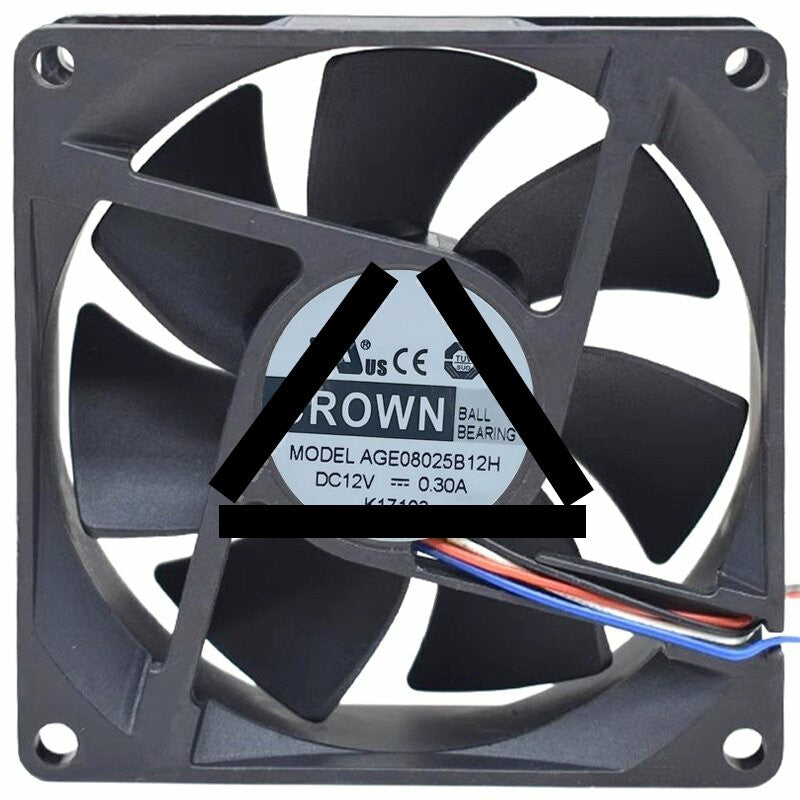 CROWN AGE08025B12H 12V 0.30A 4 Wires Ball Bearing Axial Fan