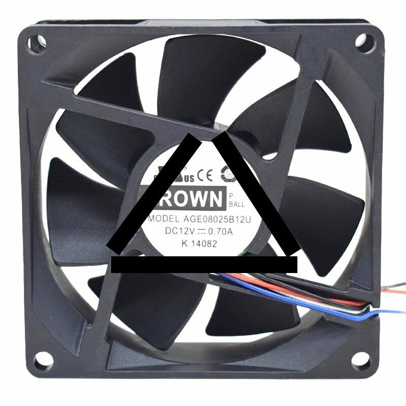 CROWN AGE08025B12U DC 12V 0.70A 8025 Axial Ball Cooling Fan