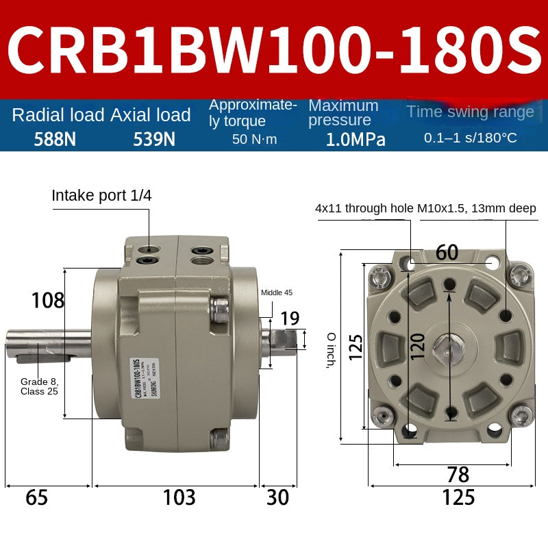 Blade Type Swing Rotary Cylinder CRB1BW50-90S Degree CRB2BW15/20/30/90S/180S/270S