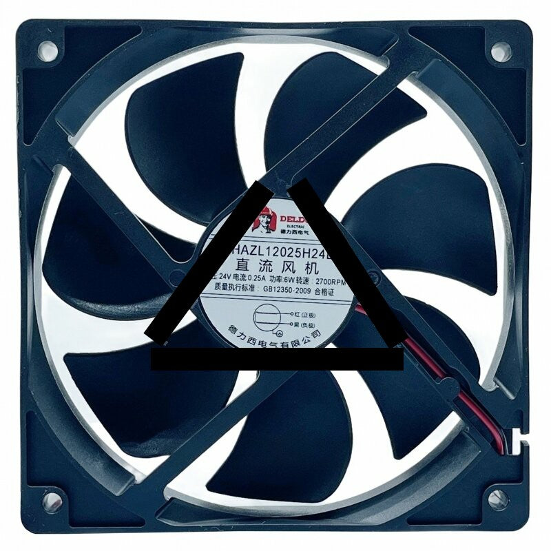 DELIXI DHAZL12025H24B DC 24V 0.25A 6W 2 Wires 2700RPM Axial Fan