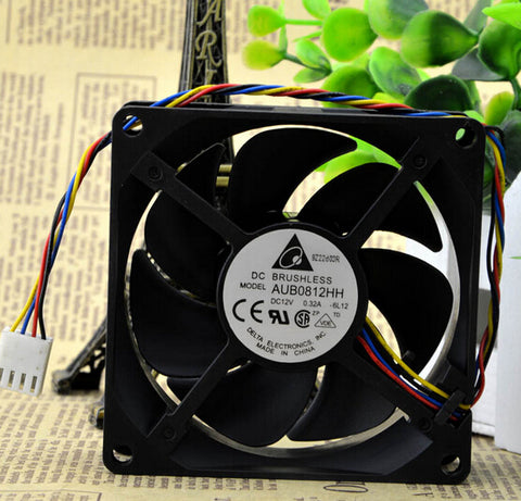Delta 8CM 80*80*25 12V 0.32A temperature control of high air volume fan AUB0812HH nano ceramic bearing