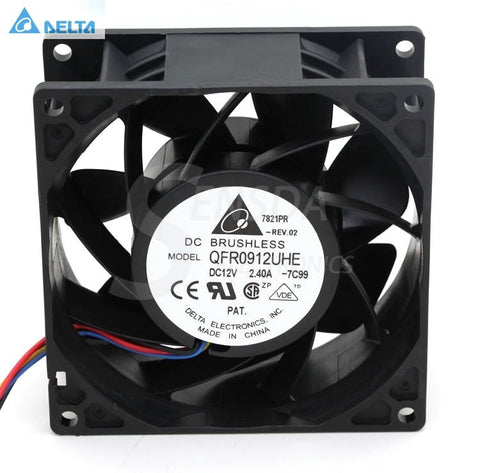 Delta 9cm QFR0912UHE 9238 90mm DC 12v 2.40A 4-pin pwm server inverter axial cooler Cooling fans high speed