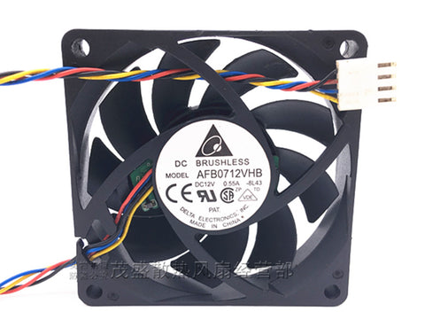 Delta AFB0712VHB 7015 70mm x 70mm x 15mm DC Brushless PWM Cooler Cooling Fan 12V 0.55A 4Wire 4Pin Connector