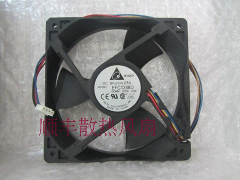 Delta EFC1248D 48V 0.21A 12025 12CM 120*120*25mm4 line of large air support PWM speed control function switches the server fan