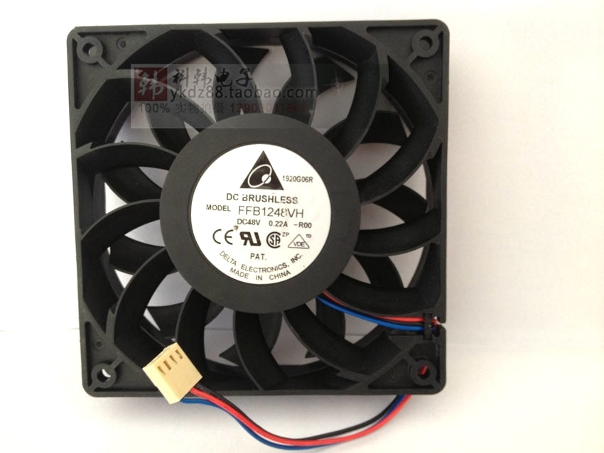 Delta FFB1248VH 12CM 12025 120x120x25mm DC 48V 0.22A Two Ball Bearing Server Inverter Axial Cooler Cooling Fan