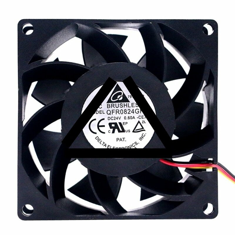 Delta QFR0824GHE DC 24V 0.60A 2 Wires / 3 Wires Axial Cooling Fan