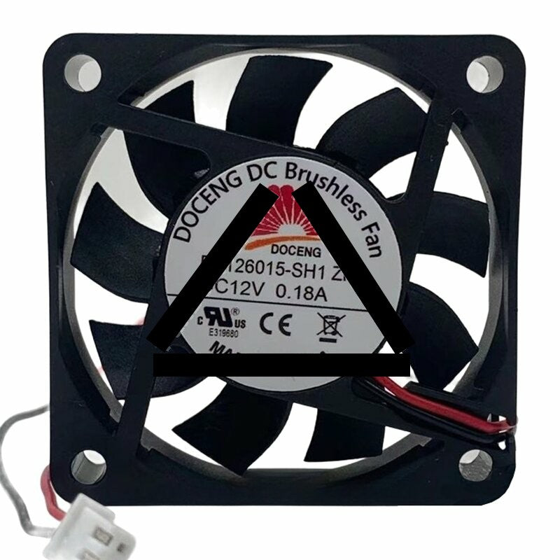 DOCENG FD126015-SH1 DC 12V 0.18A 2 Wires Axial Cooling Fan