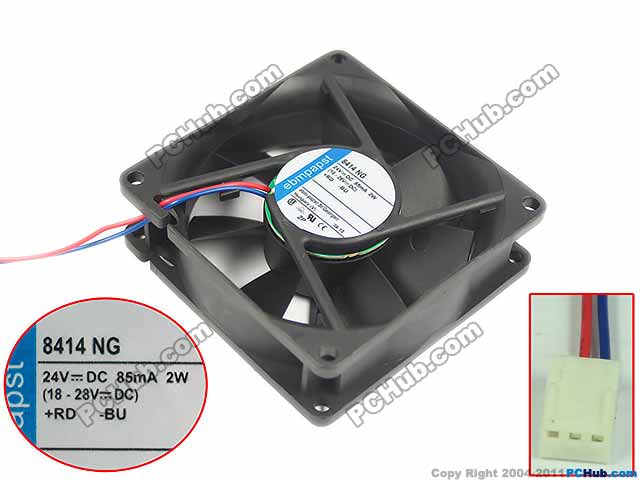 ebmpapst 8414 NG, 8414NG DC 24V 2W, 80x80x25mm , Connector Server Square fan