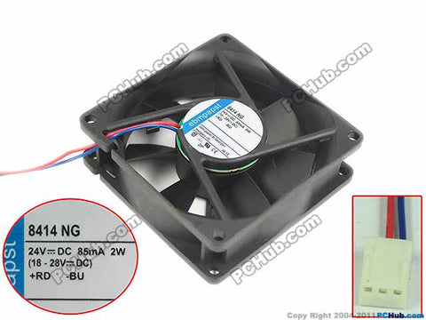 ebmpapst 8414 NG, 8414NG DC 24V 2W, 80x80x25mm , Connector Server Square fan