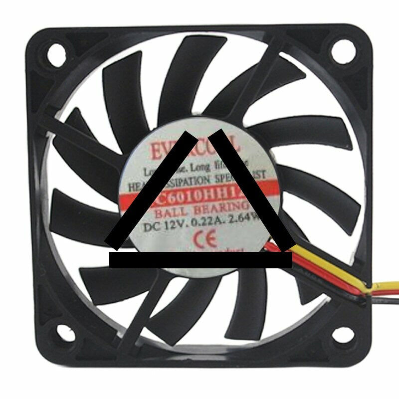 Evercool EC6010HH12C DC 12V 0.22A 2.64W 6010 Axial Ball Bearing Cooling Fan