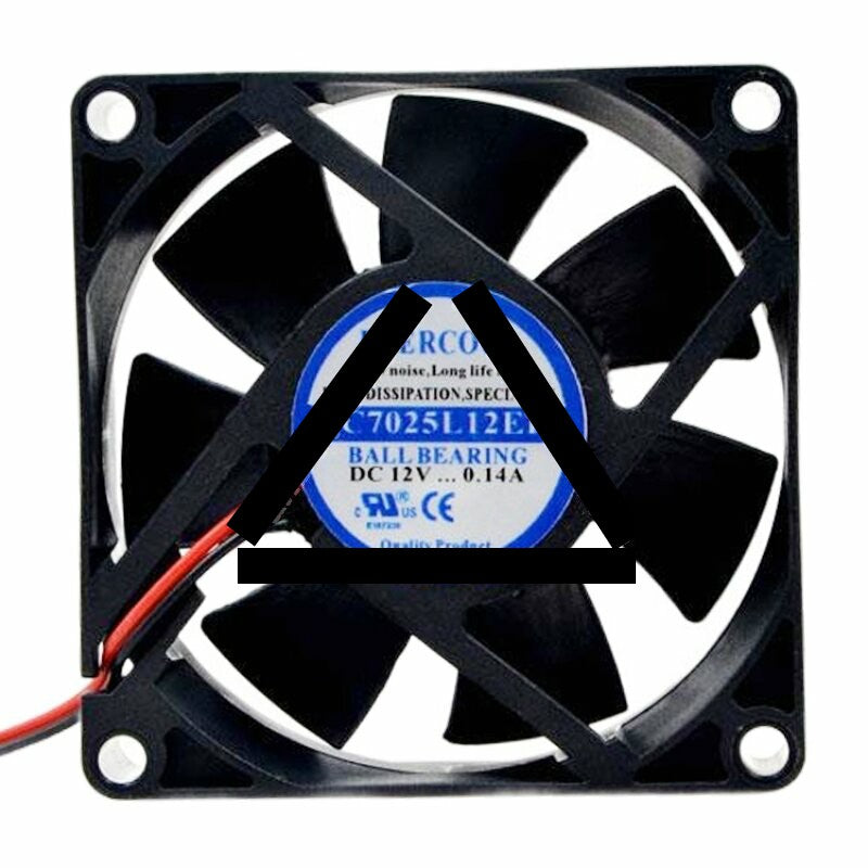 EVERCOOL EC7025L12ER DC 12V 0.14A 2 Wires / 3 Wires Axial Cooling Fan