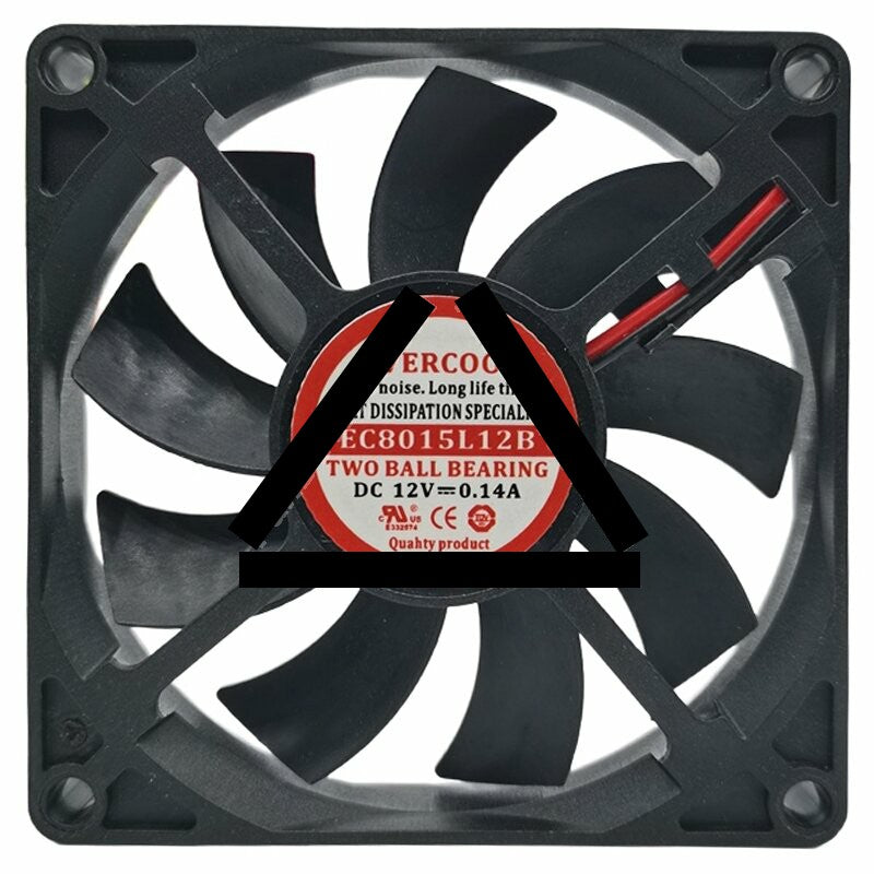 EVERCOOL EC8015L12B DC 12V 0.14A 2 Wires Two Ball Bearing Axial Fan