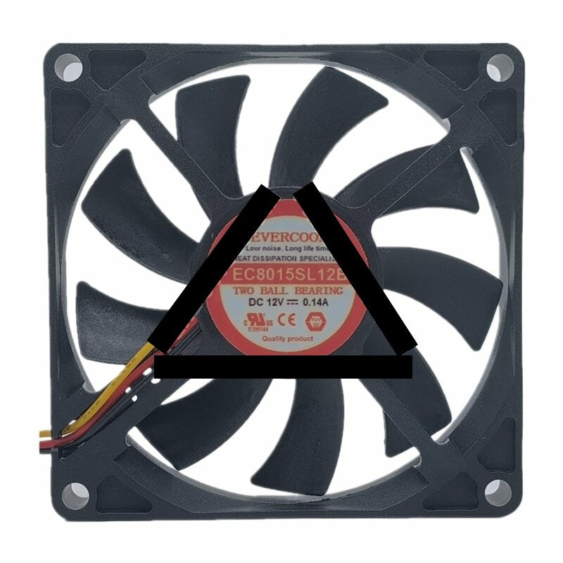 EVERCOOL EC8015SL12B DC 12V 0.14A 8015 Axial Ball Bearing Cooling Fan