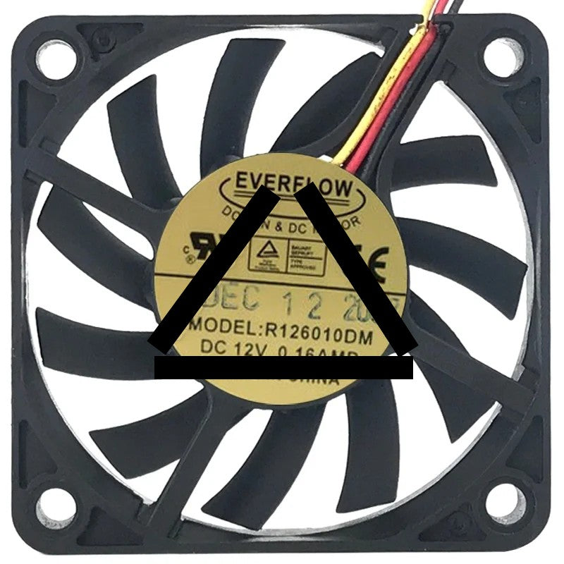 EVERFLOW R126010DM DC 12V 0.16AMP 3 Wires Axial Cooling Fan