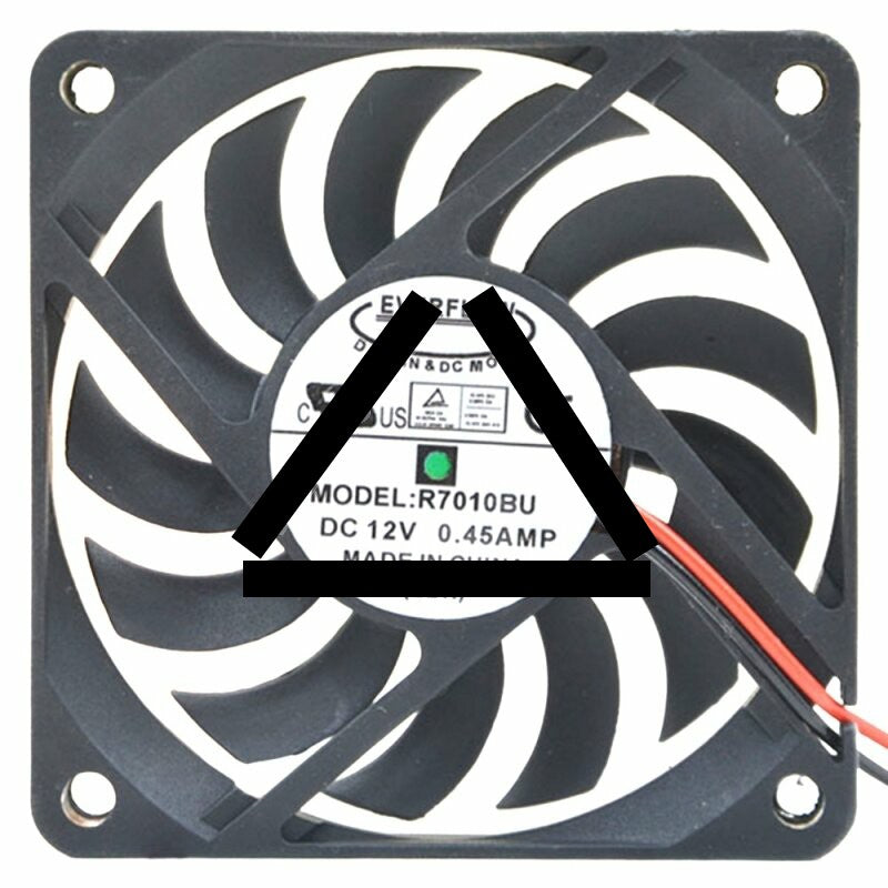 EVERFLOW R7010BU DC 12V 0.45AMP 2 Wires Axial Cooling Fan